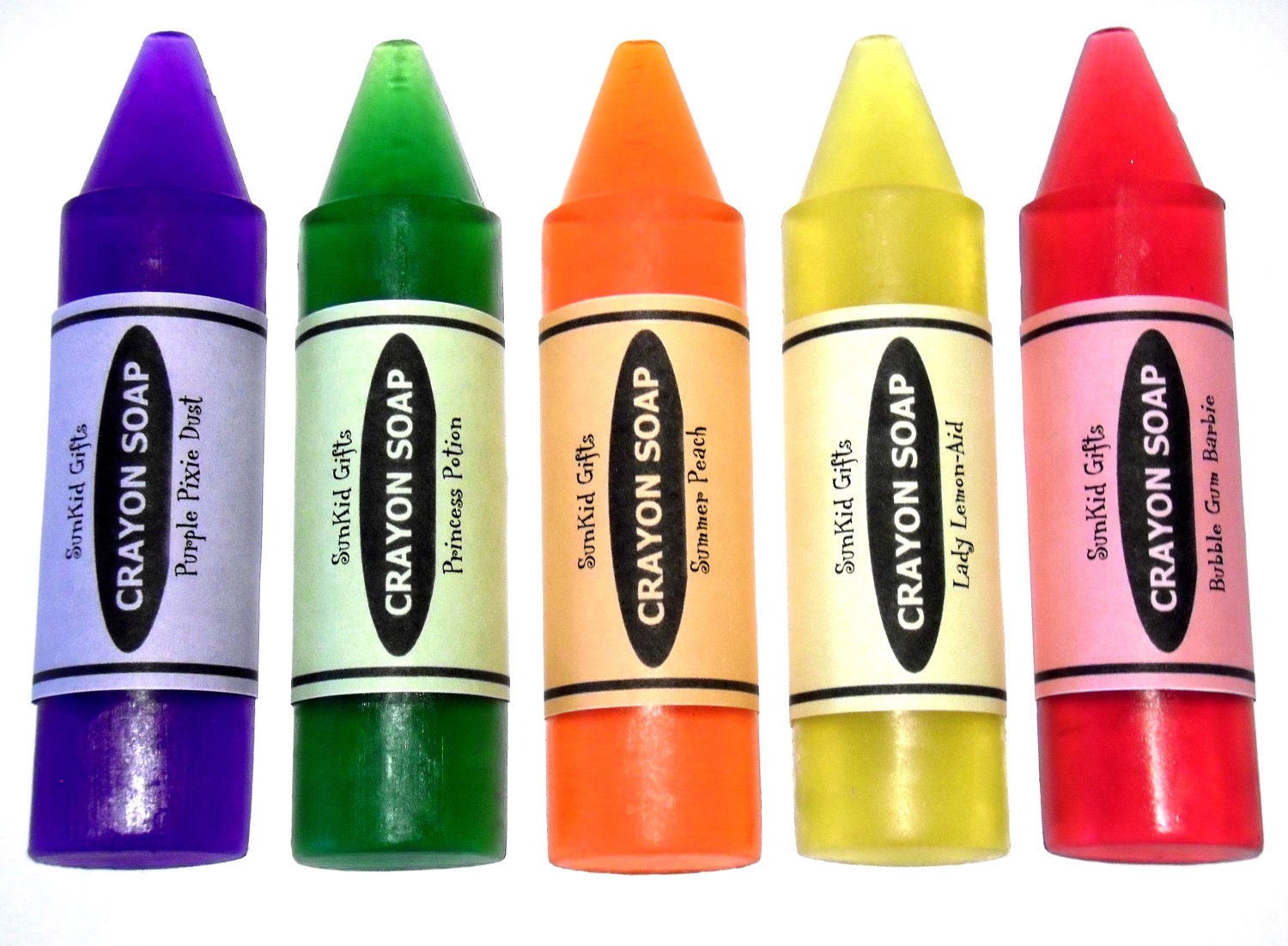 Box of Scented Soap Crayons.  Funny Boy Names, Cute Girly Names. (1 Box of 4 )
