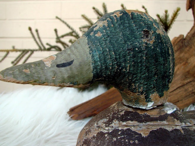 RESERVED for JO Antique Primitaive Victor Animal Trap Mallard Drake Decoy
