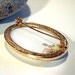 Vintage 1950s Oval Painted Milk Glass Floral Brooch