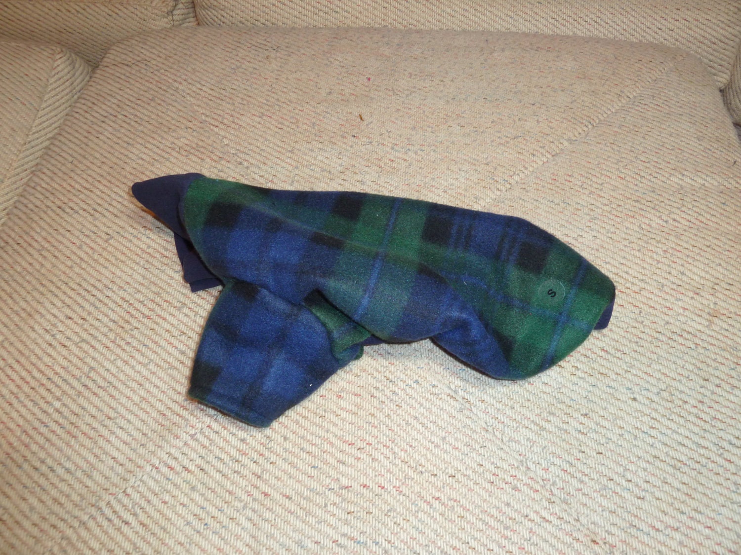 Small Black Watch Plaid Fleece Turtleneck Dog Jacket