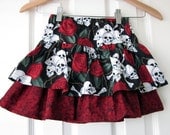 Double Ruffle Skirt -- Skulls and Roses 12/2 3/4 5/6 7/8