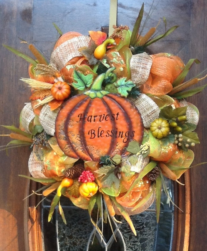 Harvest Blessings Fall and Thanksgiving Wreath