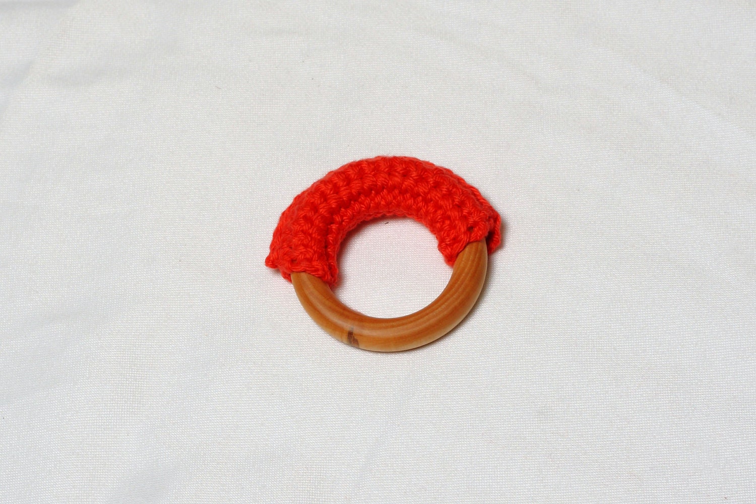 Waldorf inspired crochet teething ring - orange
