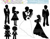 INSTANT DOWNLOAD, wedding silhouette clipart, silhouette clipart, for greeting cards, announcements, scrapbooking Il_170x135