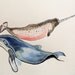 Narwhal and Humpback-Original Watercolor Painting