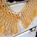 Vintage crocheted collar, natural ecru cotton dressy collar, hand crocheted, pearl button, 24 inches