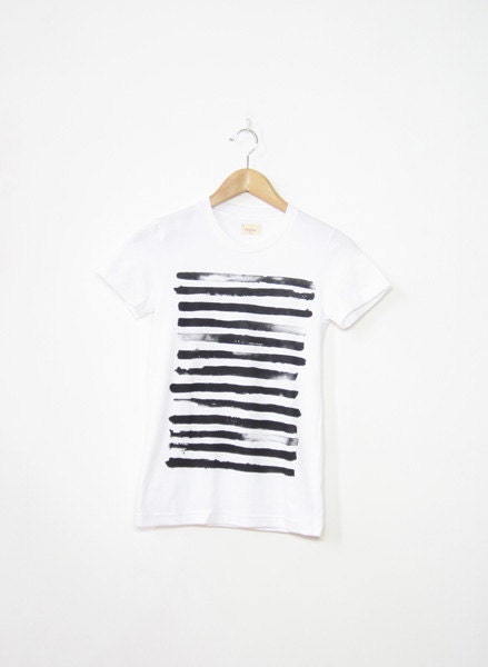 Organic Men's and Women's Hand Screen Printed Black Stripe Tee