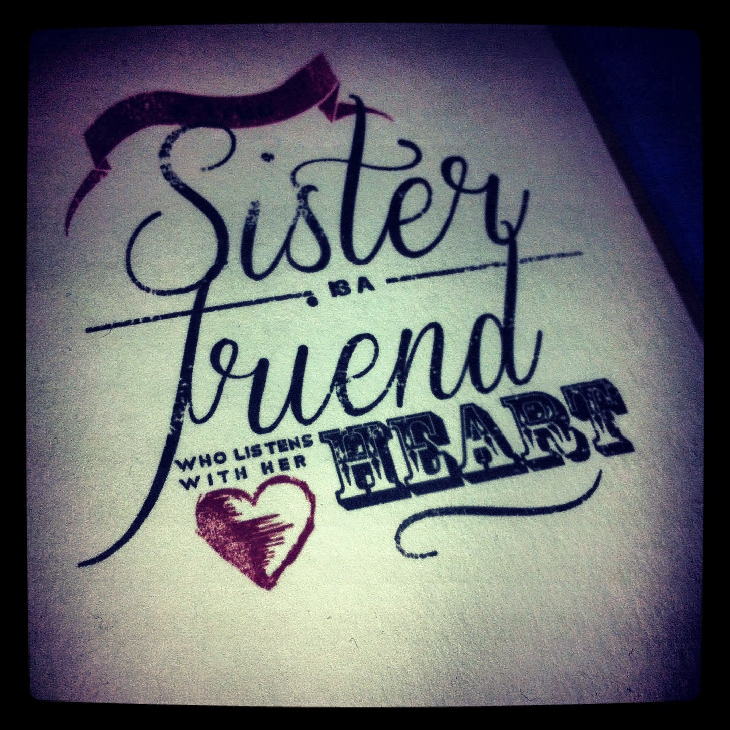 Handmade Typographical Sister Love Birthday Thank You Greeting Card