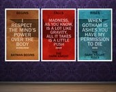 3 Poster Batman Trilogy Art Print Set - Inspired by the Christopher Nolan Films - 11x17