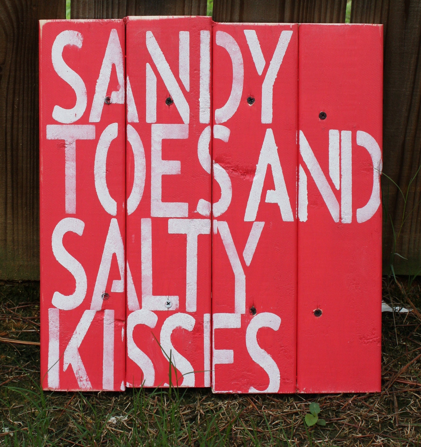 Sandy Toes and Salty Kisses Small Wood Pallet- perfect for a beach house