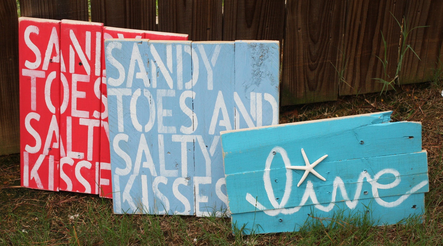 Sandy Toes and Salty Kisses Small Wood Pallet- perfect for a beach house