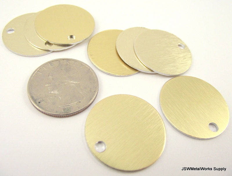 20 Large Gold Aluminum Tags, Large Blank Discs