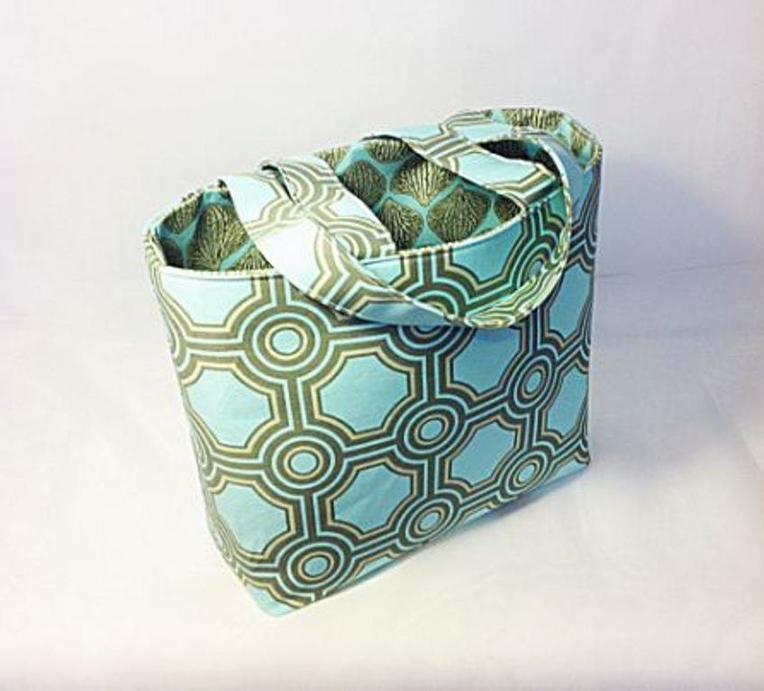 Tote Bag Fabric Handmade Tote Custom Embroidered with Monogram Amy Butler