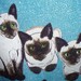 vintage siamese kitty cat linen tea towel