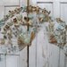 VIntage antique metal tole ware wall fans distressed rusty aqua white shabby wall decor Anita Spero