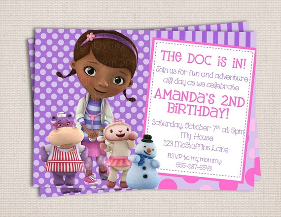 Adorable Stuffed Animal Doctor Girl's Birthday Party Printable Invitation Il_570xn