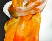 Orange Cream SILK SCARF. Hand Painted Silk Scarf by New York City artist Joan Reese/100%Silk/11''x60"