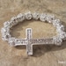 Silver Sparkle Rhinestone Sideways Cross Bracelet