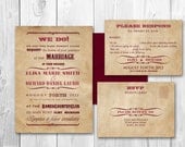 WEDDING INVITATION Funky Vintage Template PRINTABLE- Arlington Suite (invitation and rsvp postcard)