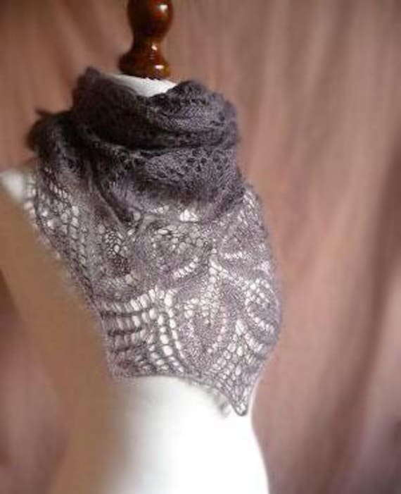 Dusty brown woman triangle Lace Shawl