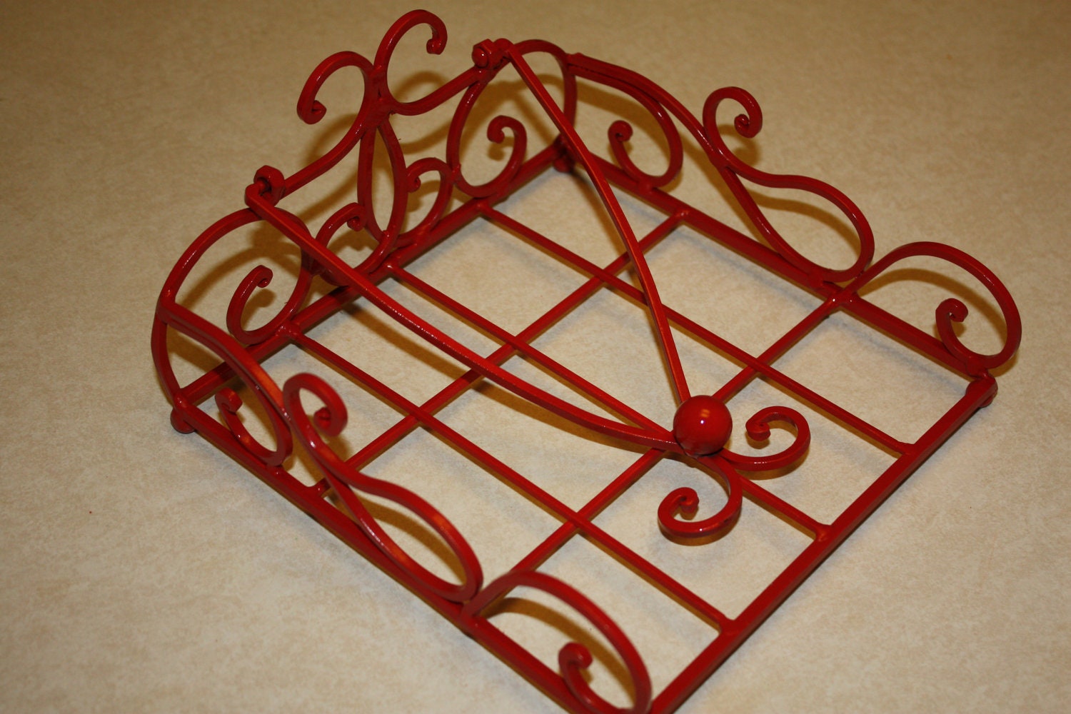 Ornate Napkin Holder / Metal / Bright Red by 2CountryChics on Etsy
