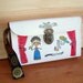 Frida Kahlo Fan Purse White Fabric Kraft, Colored by Hand