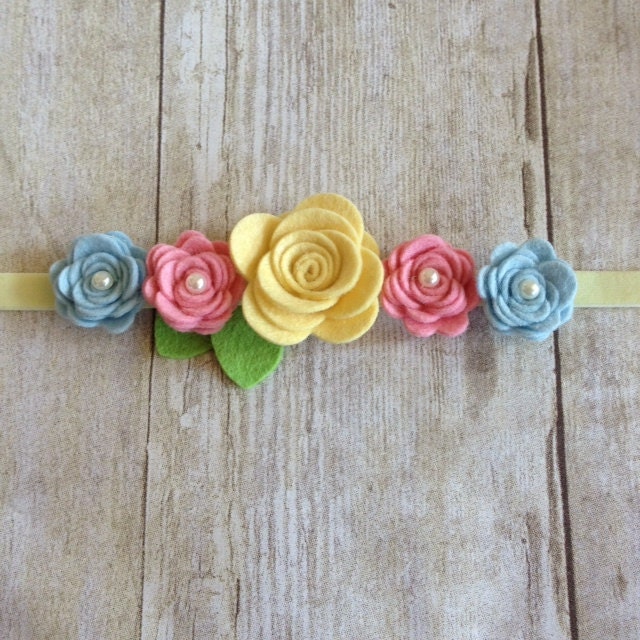 Garden party wool felt blooming rose headband baby-toddler-child
