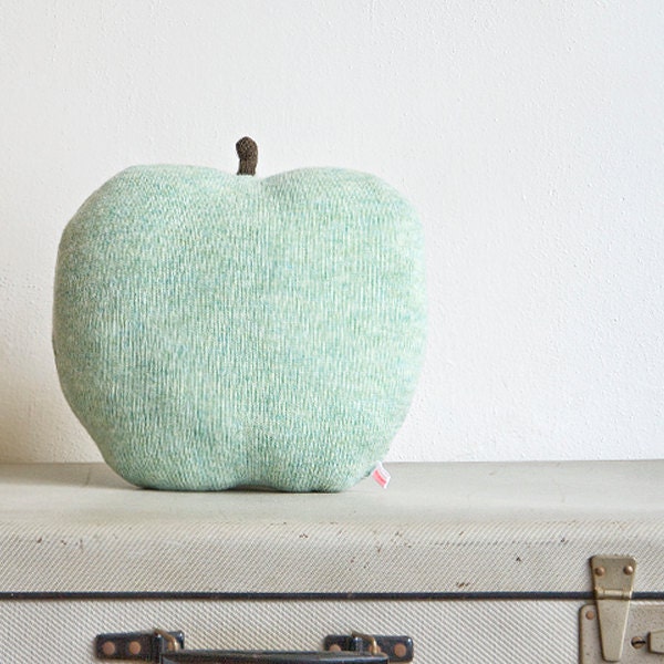 Apple shaped cushion/soft toy  -  medium size color mint green