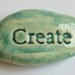 CREATE Pocket Stone - Ceramic - Light Turquoise Art Glaze - Inspirational Art Piece