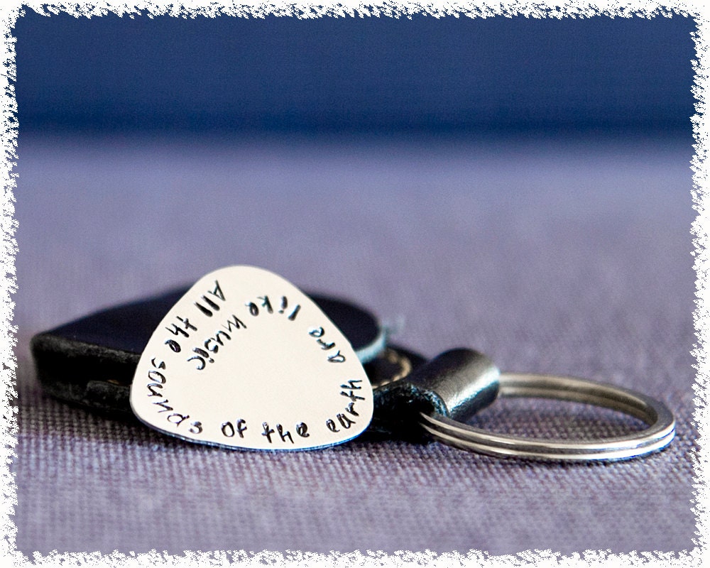 Personalized Keychain - Stamped Guitar Pick Key Ring - Music Accessory ... Personalized Keychain - Stamped Guitar Pick Key Ring - Music Accessory ...