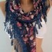 Georgeus Scarf Elegance Scarf Feminine Scarf ....Dark blue Pink flowered