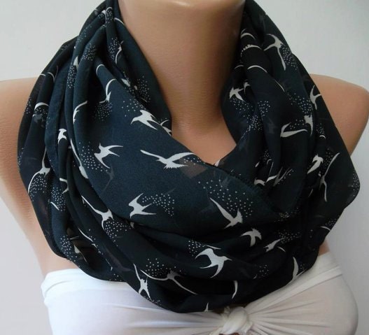 Swallow - Infinity Scarf, Loop Scarf Circle Scarf - Elegant - It made with good quality chiffon fabric - Super Loop.