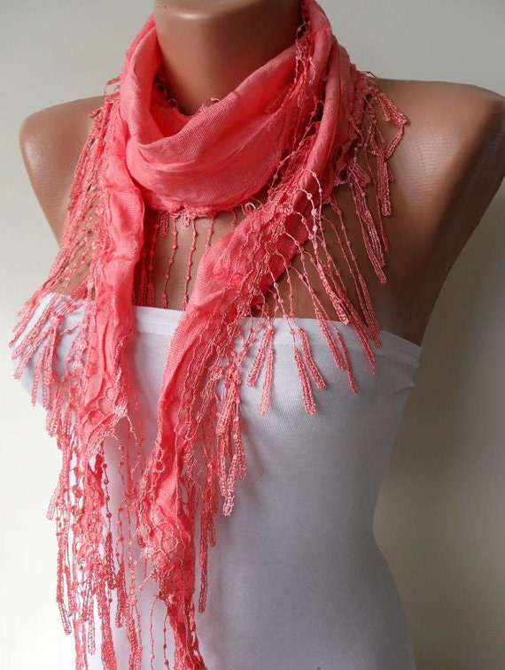 Fashion Coral Scarf with Trim Edge