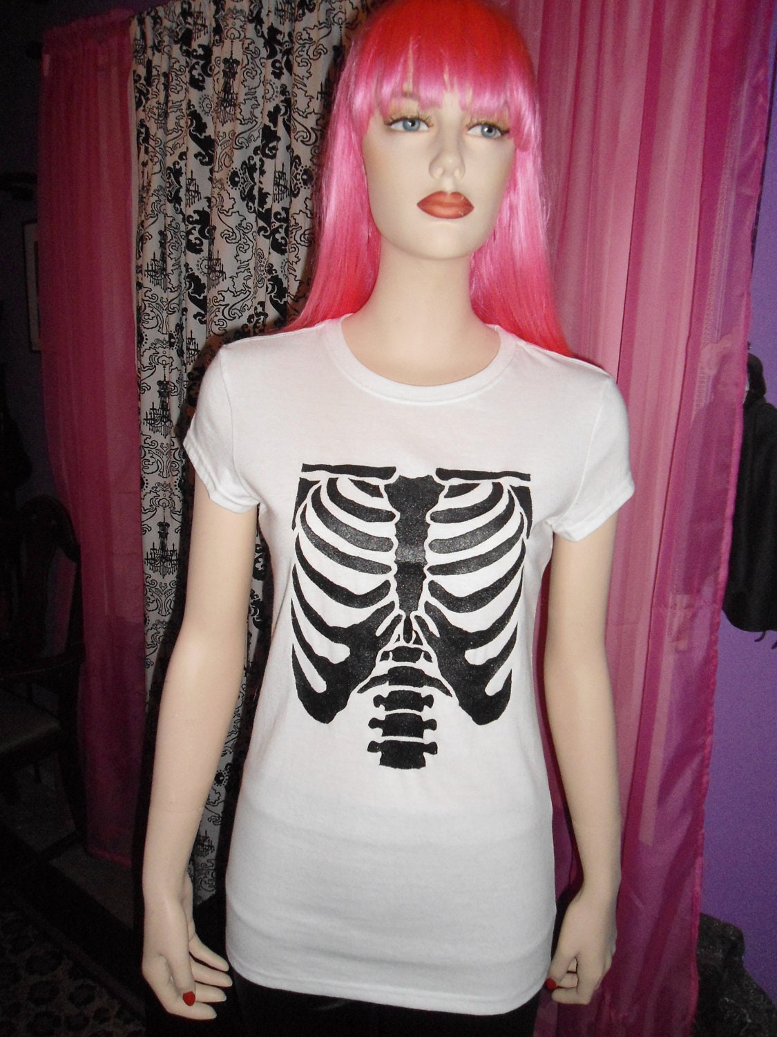skeleton ribcage fitted tshirt top
