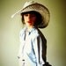 eco cowboy hat. hand crochet bamboo silk yarn. color clay. one size. lace wire brim. made to order