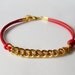 Red Leather Chain Bracelet - Red Leather Bracelet with Gold Chain