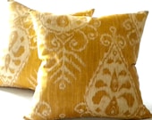 IKAT Gold  Print Pillow Cover - MicaBlue