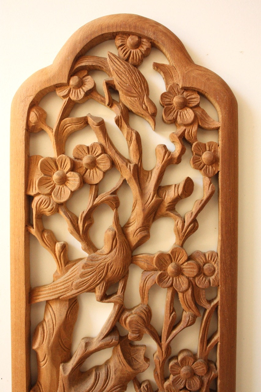 Wooden Bird Carving Screen