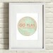 Pastel Spring Wanderlust Exercise Motivation Art Print, coral and mint, Adventure travel Globe art, modern, dorm, kids