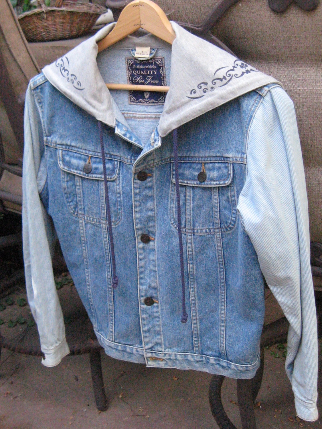 Denim jean jacket hoodie