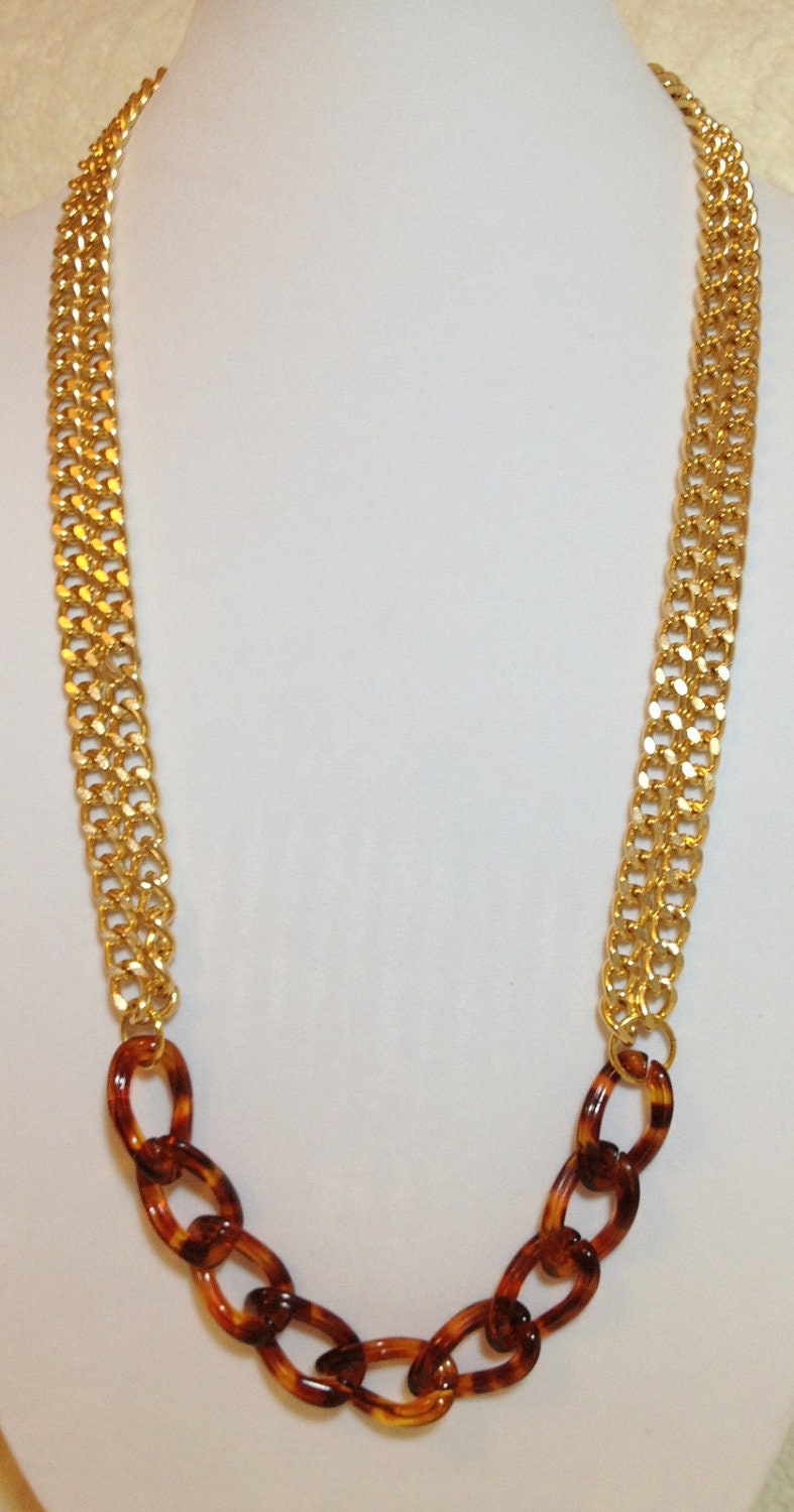 Gold Statement Necklace chunky necklace statement jewelry chain link tortoise RUMOR HAS IT