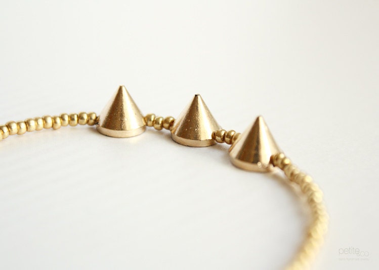 gold spike bracelet - delicate edgy layering bracelet - spike jewelry