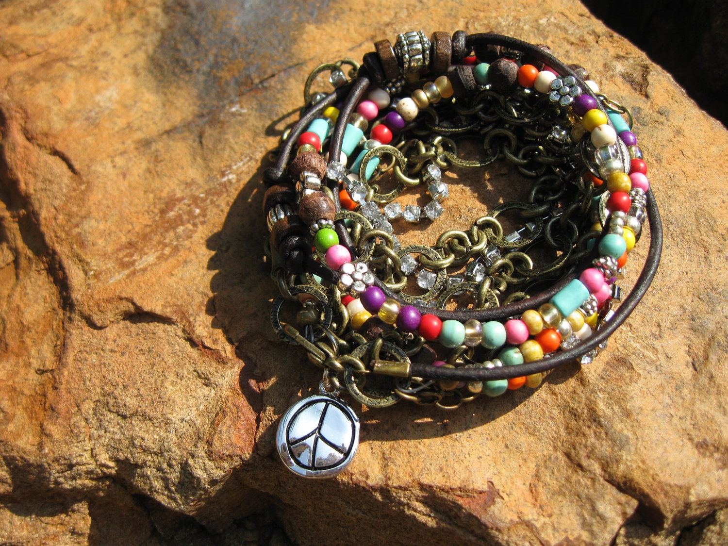 Boho...Hippie Girl....Endless Leather....Chain......Multi-Media Wrap