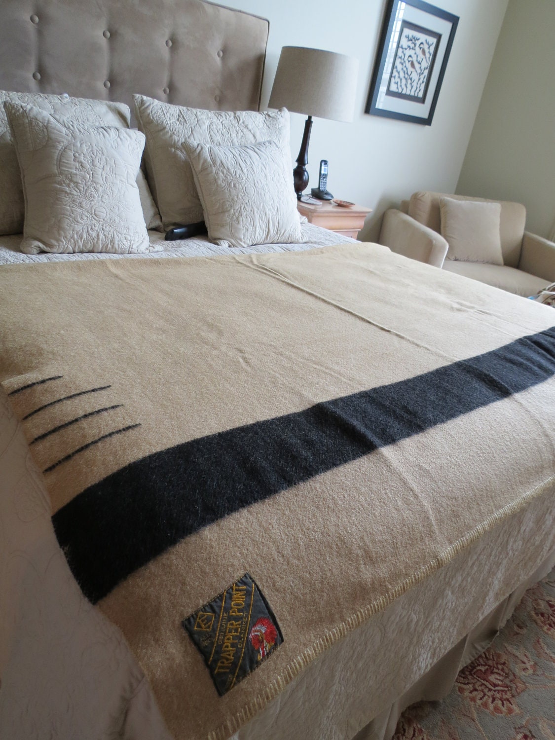 Stunning Vintage Genuine Wool 50s Tapper Blanket