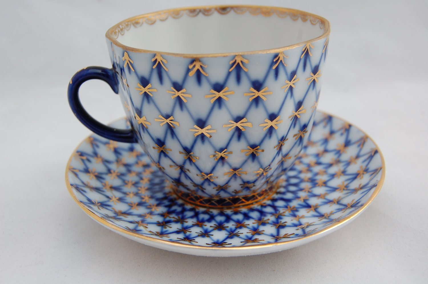 VINTAGE Russian Porcelain Coffee or Tea Cup and Saucer, USSR Porcelain