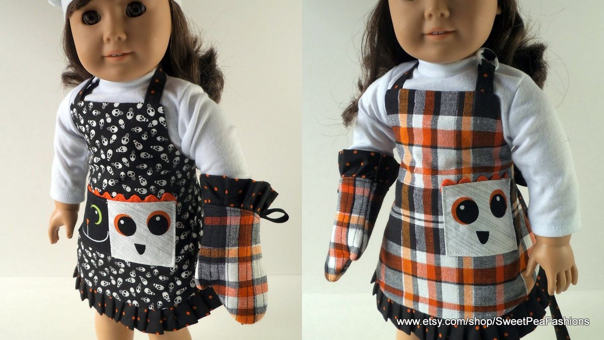 American Girl Reversible Halloween Apron Set