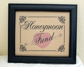 8 x 10 Card and Gift Honeymoon Fund Wedding Sign - Single Sheet (Style: HONEYMOON)