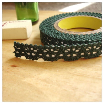 J&Bobbin Deco fabric lace rolltape - khaki (lace fabric tape)