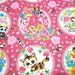 Japanese Fabric LICIEN Retro Circle Girl and Animals Pink Fat Quarter