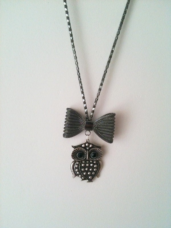 Owl Necklace with bow